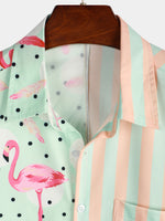 Men's Short Sleeve Stripe Hawaiian Shirt