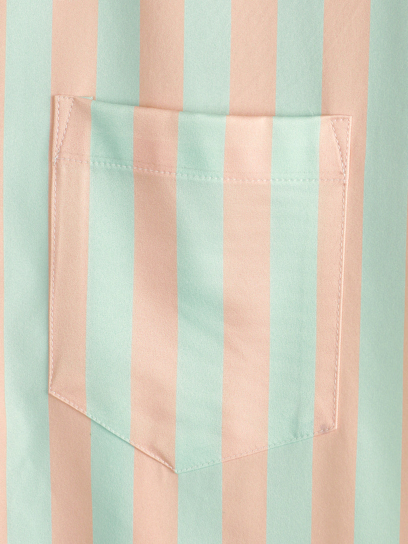 Men's Short Sleeve Stripe Hawaiian Shirt