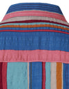 Men's Summer Retro 70s Navy Blue Vertical Striped Cool Holiday Button Short Sleeve Shirt
