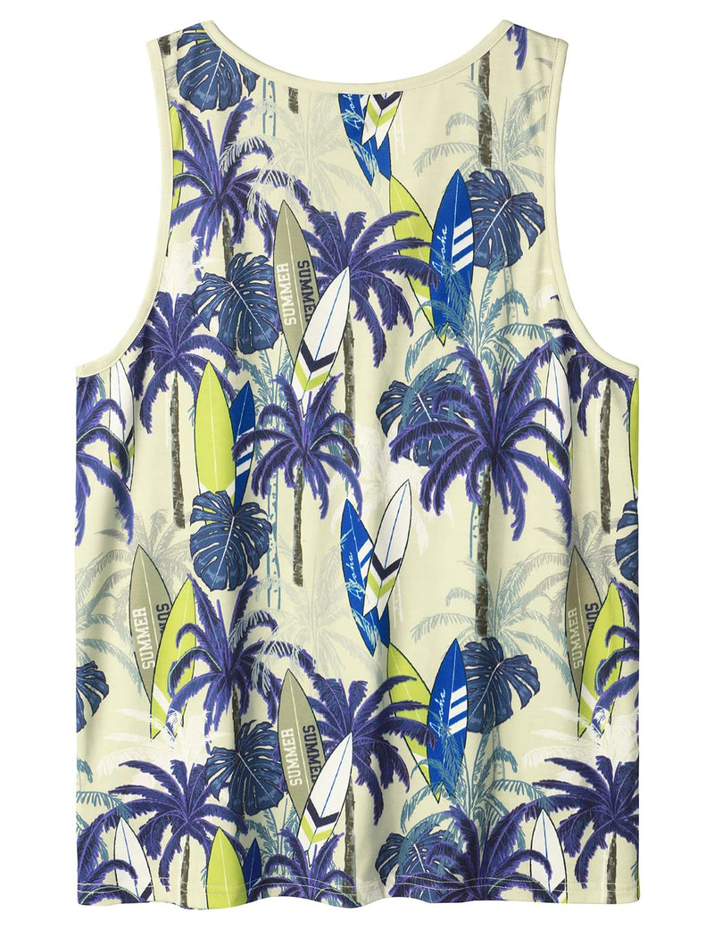 Men's Palm tree Sleeveless Hawaiian Shirt Summer Holiday Casual Tank Tops