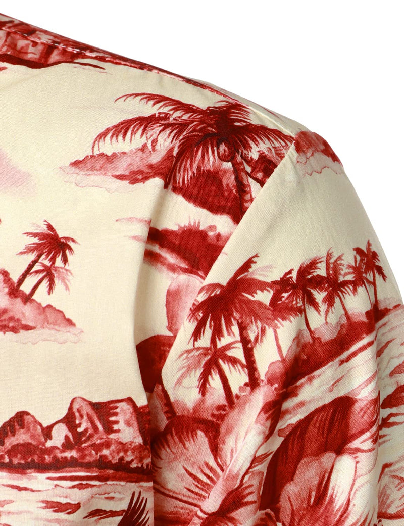 Men's Vintage Hawaiian Casual Summer Island Vacation Button Short Sleeve Shirt