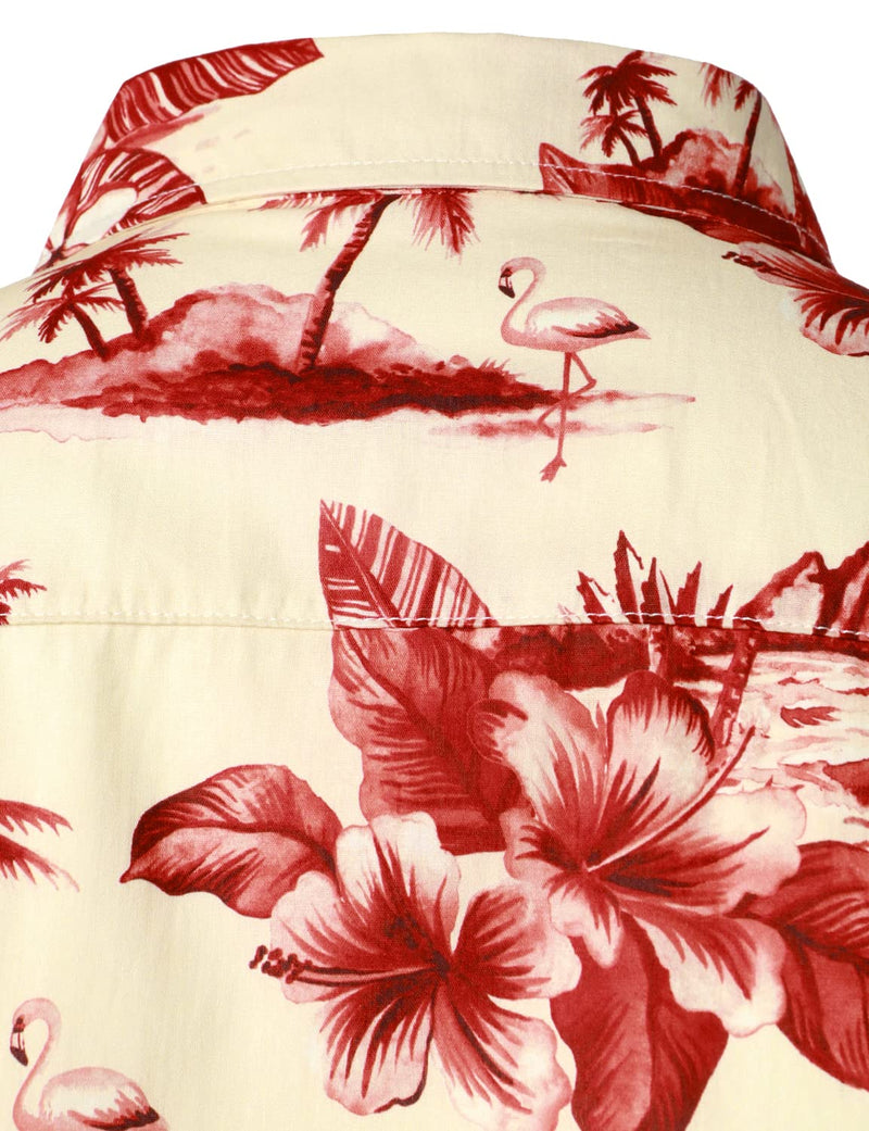 Men's Vintage Hawaiian Casual Summer Island Vacation Button Short Sleeve Shirt