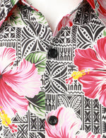 Men's Pink Floral Hibiscus Print Button Vintage Vacation Hawaiian Short Sleeve Shirt