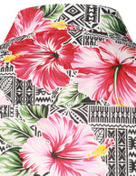 Men's Pink Floral Hibiscus Print Button Vintage Vacation Hawaiian Short Sleeve Shirt