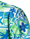 Men's Tropical Print Green Hawaiian Summer Beach Casual Short Sleeve Shirt