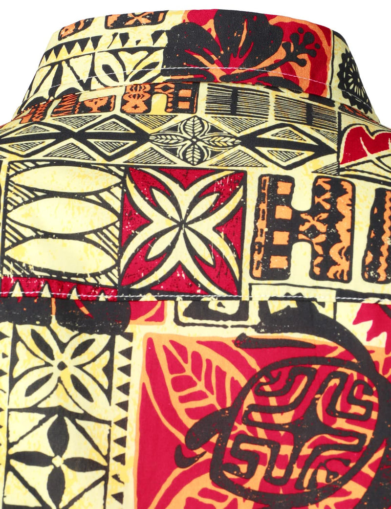 Men's Vintage Floral Cotton Brown Hawaiian Aloha Short Sleeve Summer Shirt