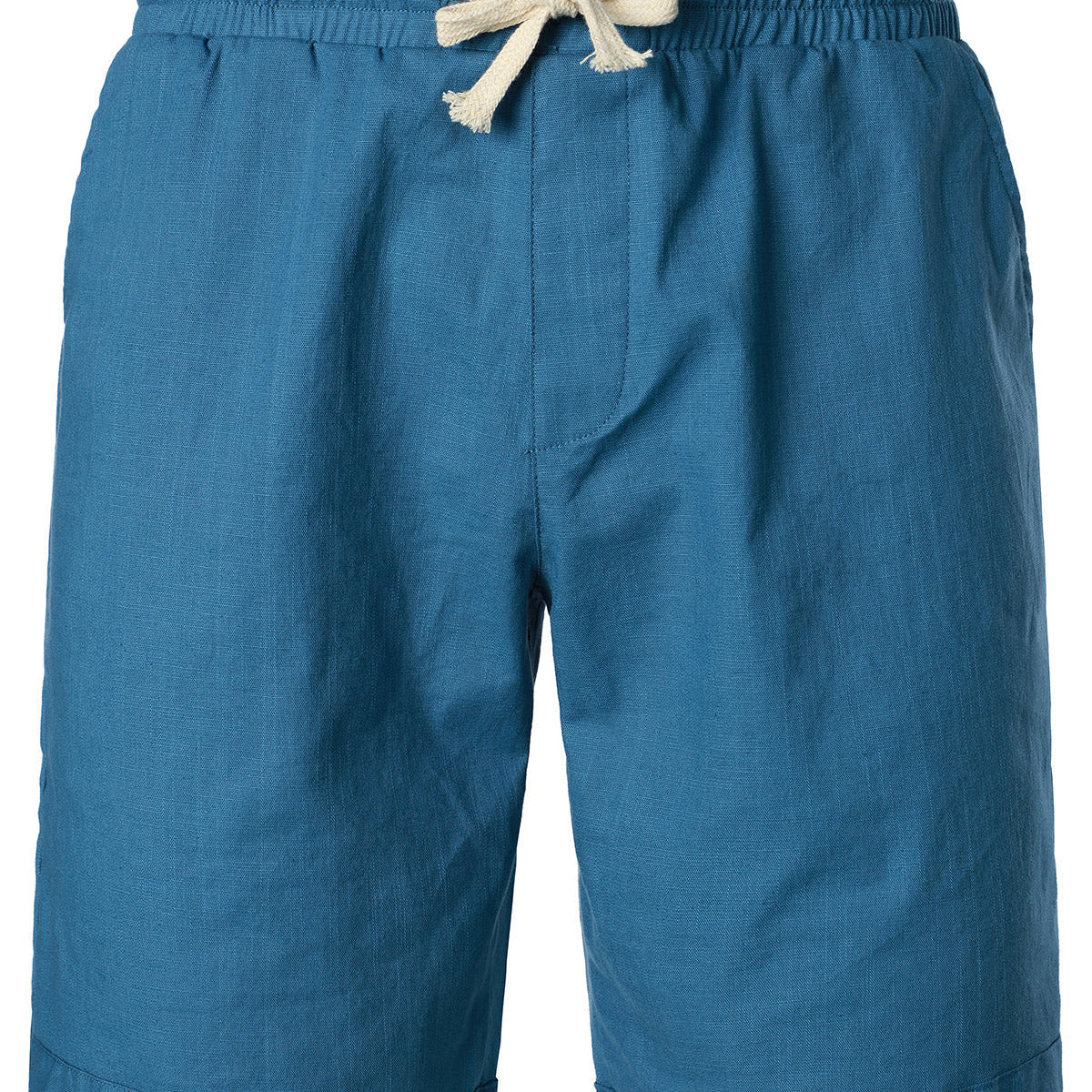Men's Elastic Waist Linen Cotton Loose Solid Color Casual Shorts