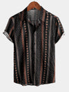 Men's Retro Button Up Short Sleeve Cotton 70s Shirt