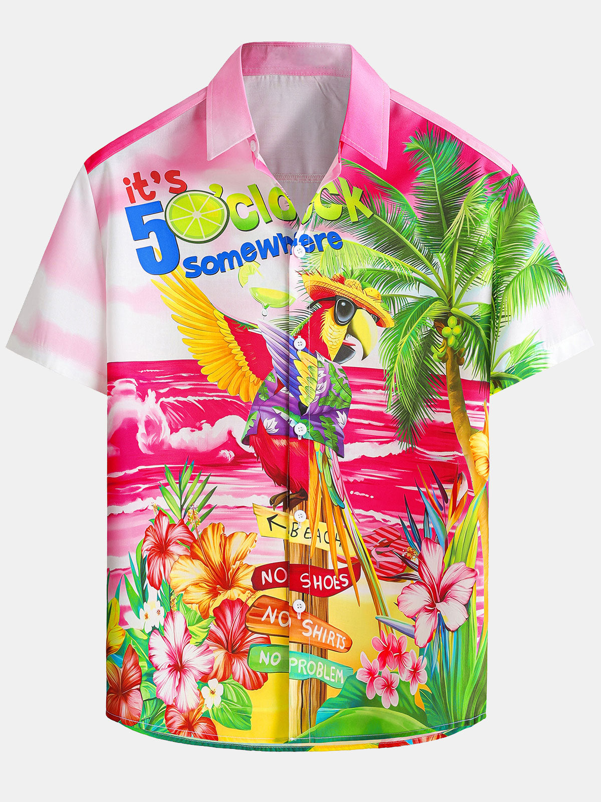 Men's It's Five o'clock Somewhere Short Sleeve Hawaiian Shirt