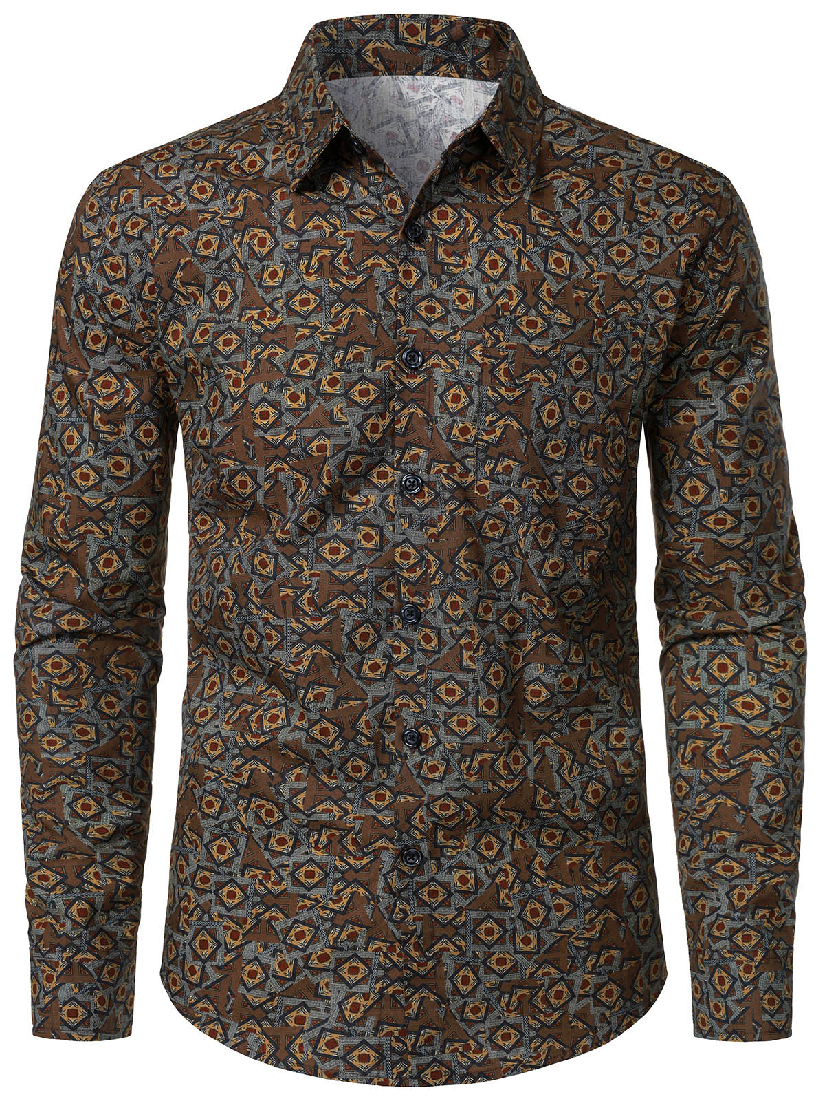 Men's Geometric Vintage Long Sleeve Shirt