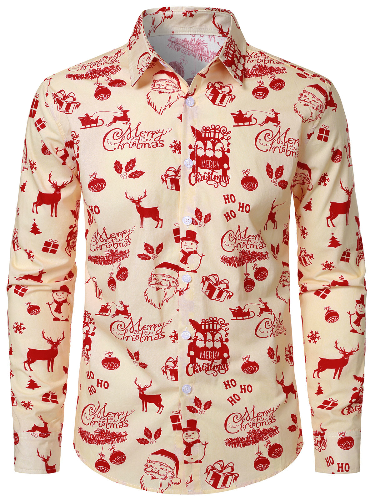 Men's Christmas Vintage Cotton Long Sleeve Shirt