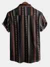 Men's Retro Button Up Short Sleeve Cotton 70s Shirt
