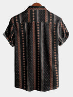 Men's Retro Button Up Short Sleeve Cotton 70s Shirt