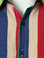 Men's Casual Cotton Green Striped Button Up Vacation Cool Beach Short Sleeve Shirt