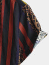 Men's Leopard Vintage Vertical Striped Cool Summer Vacation Short Sleeve Button Up Shirt