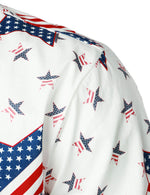 Men's American Flag USA Patriotic 4th of July Star Print Button Holiday Short Sleeve Shirt