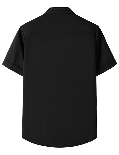 Men's Floral Checkerboard Black and White Checkered Flag 50's Bowling Camp Short Sleeve Shirt