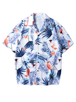 Men's Casual Cuban Collar Tropical Print Summer Short Sleeve Shirt