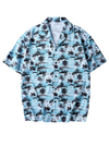 Men's Casual Cuban Collar Tropical Print Summer Short Sleeve Shirt