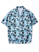 Men's Casual Cuban Collar Tropical Print Summer Short Sleeve Shirt