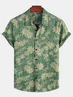 Bundle Of 3 |Men's Vintage Paisley Print 70s Green Boho Retro Tribal Short Sleeve Shirts