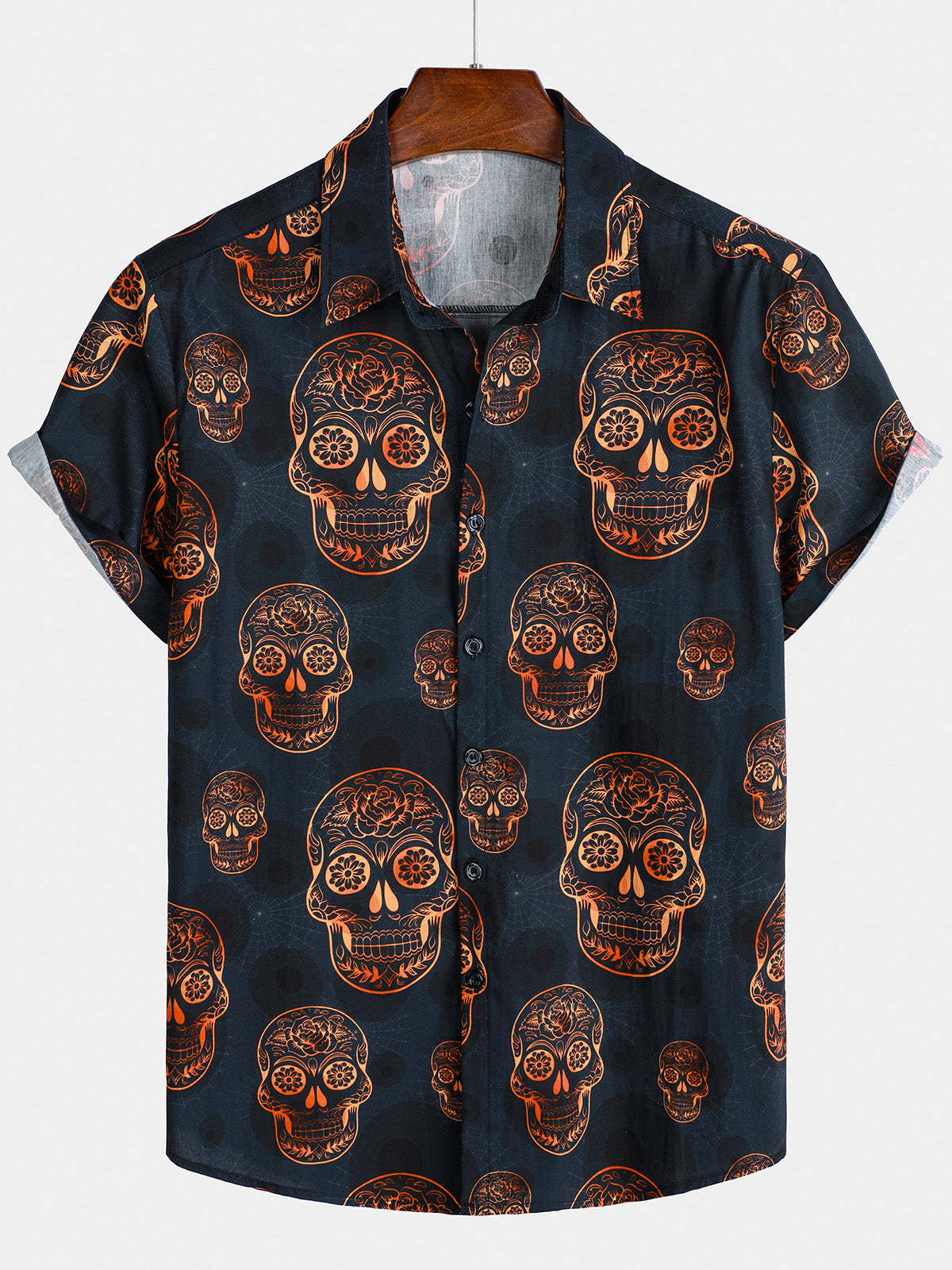 Men's Skull Hawaiian Camp Cool Short Sleeve Shirt
