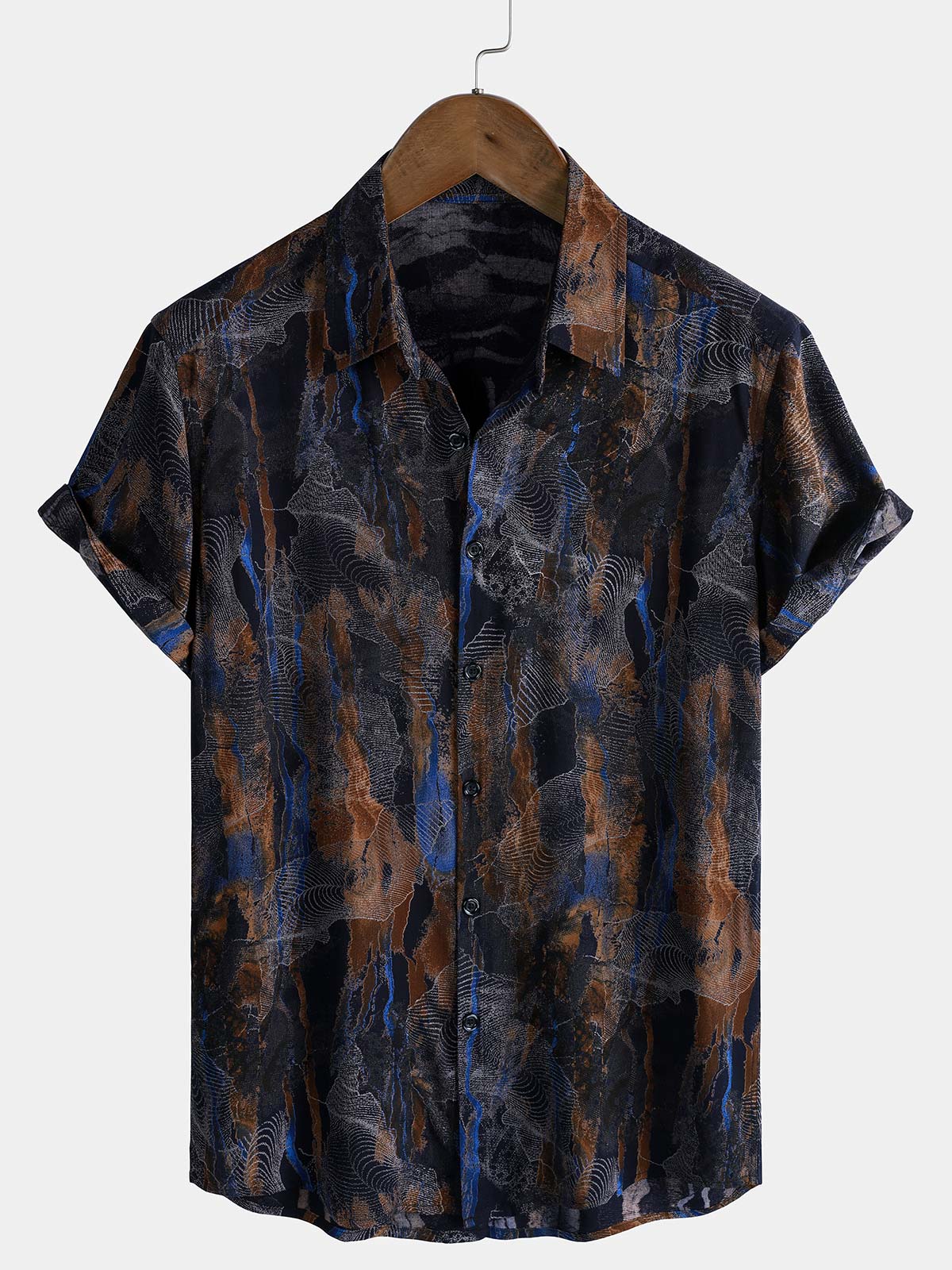 Men's Casual Holiday Short Sleeve Retro Floral Shirt