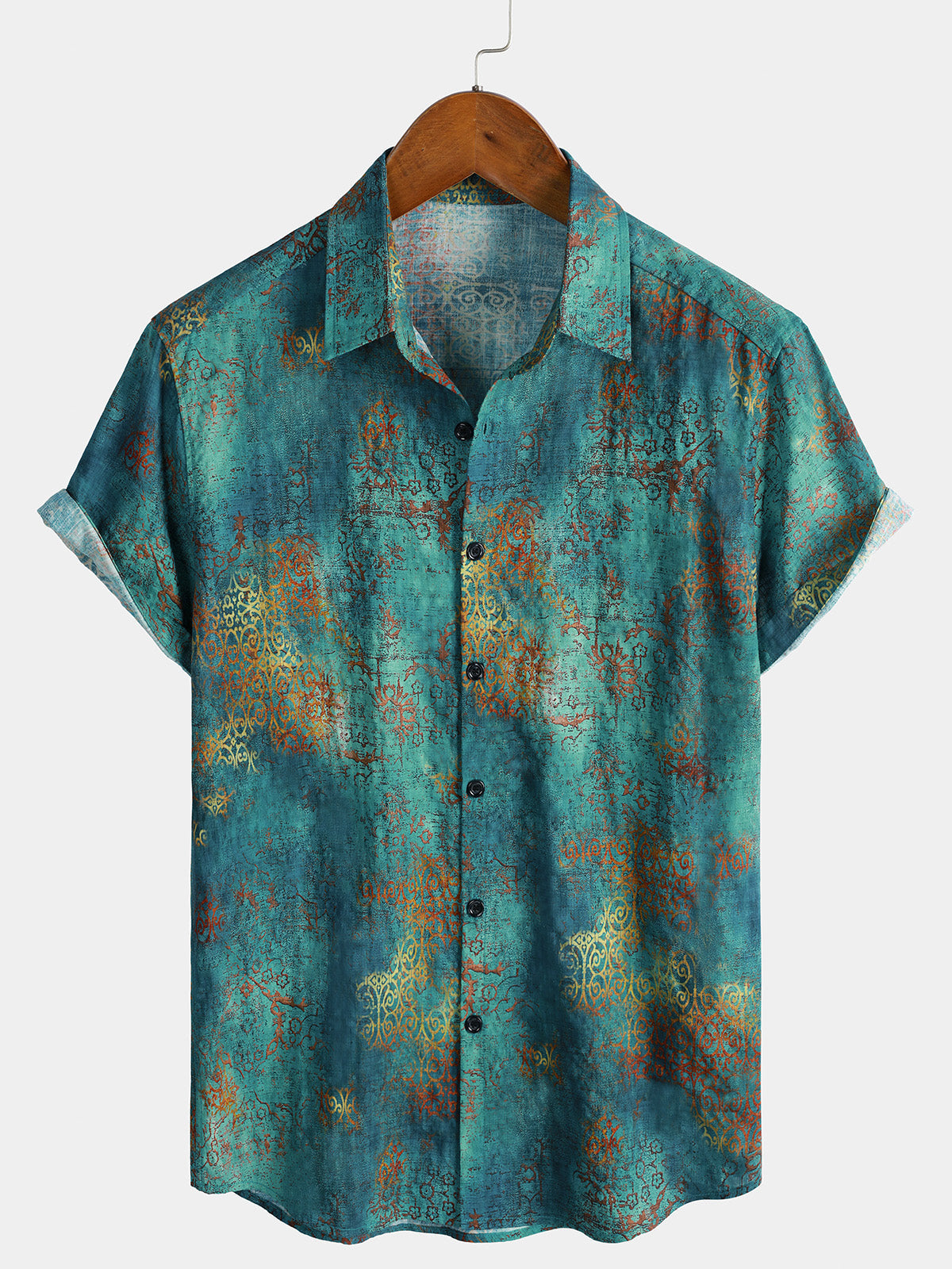 Men's Blue Beach Vacation Breathable Tropical Short Sleeve Hawaiian Shirt