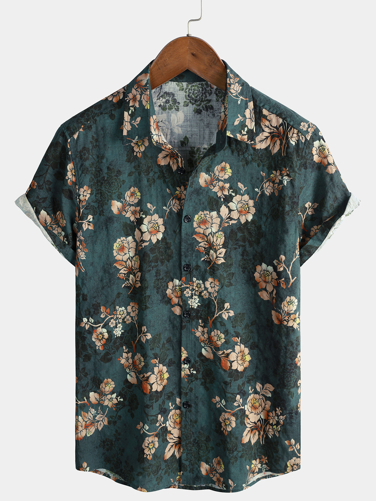 Men's Casual Floral Vintage Summer Soft Short Sleeve Shirt