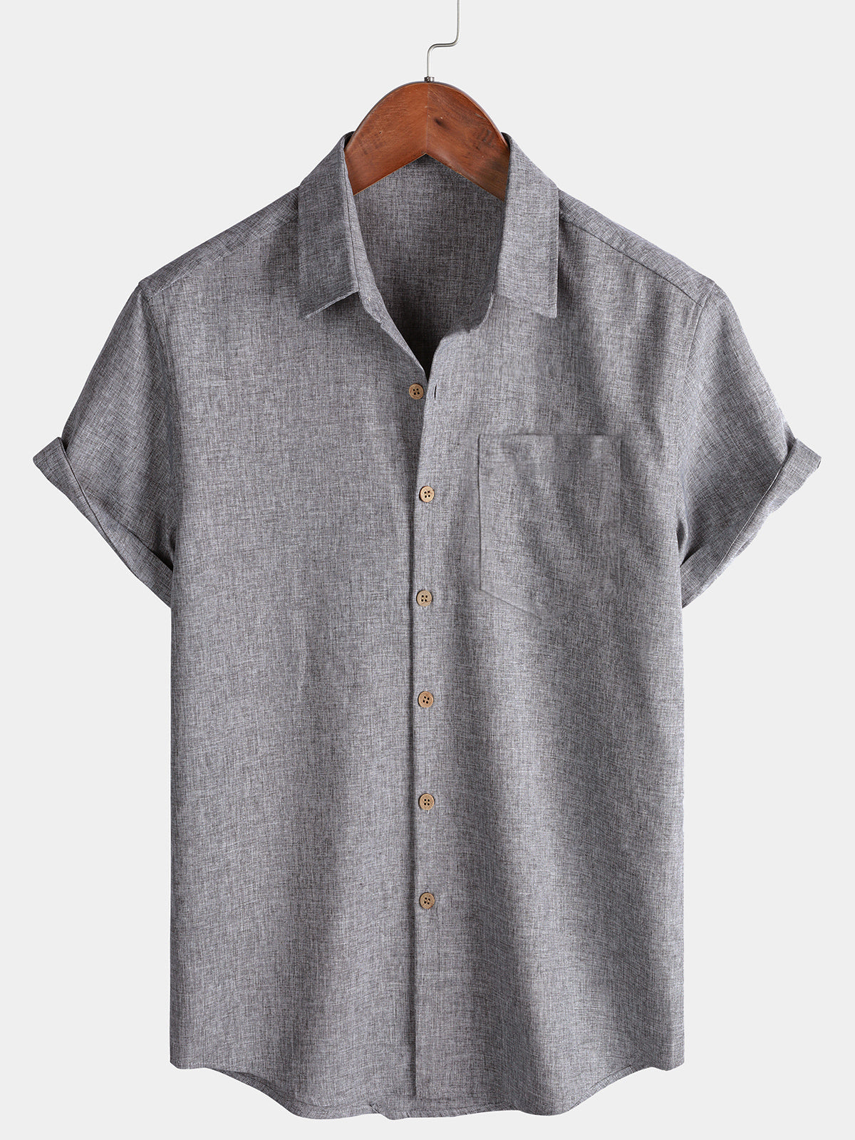 Men's Casual Solid Soft Casual Button Up Short Sleeve Shirt