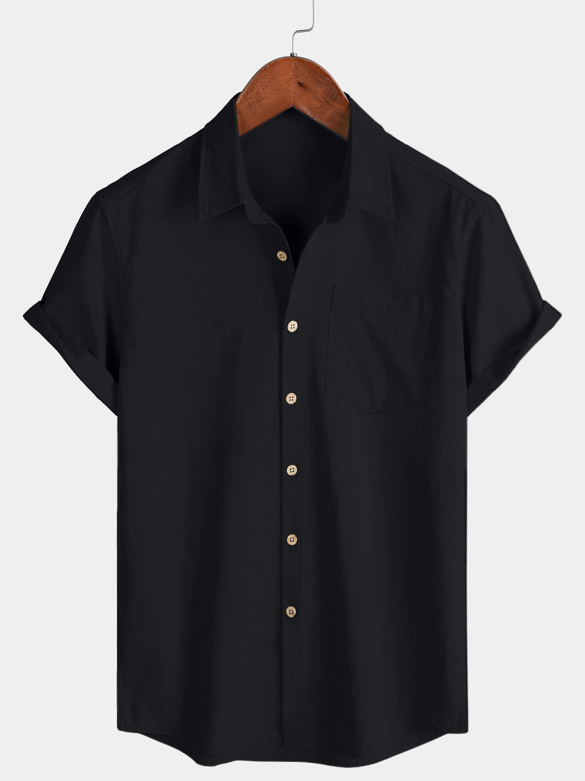 Men's Comfort Solid Black Sport Short Sleeve Shirt