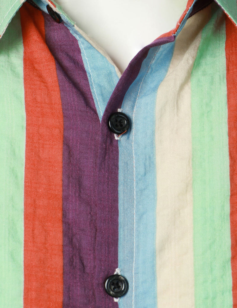Men's Vintage Striped Summer Beach Beach Casual Short Sleeve Button Up Shirt