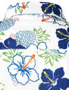 Men's Pineapple Blue Floral Cotton Fruit Tropical Flower Button Up Short Sleeve Holiday Hawaiian Shirt