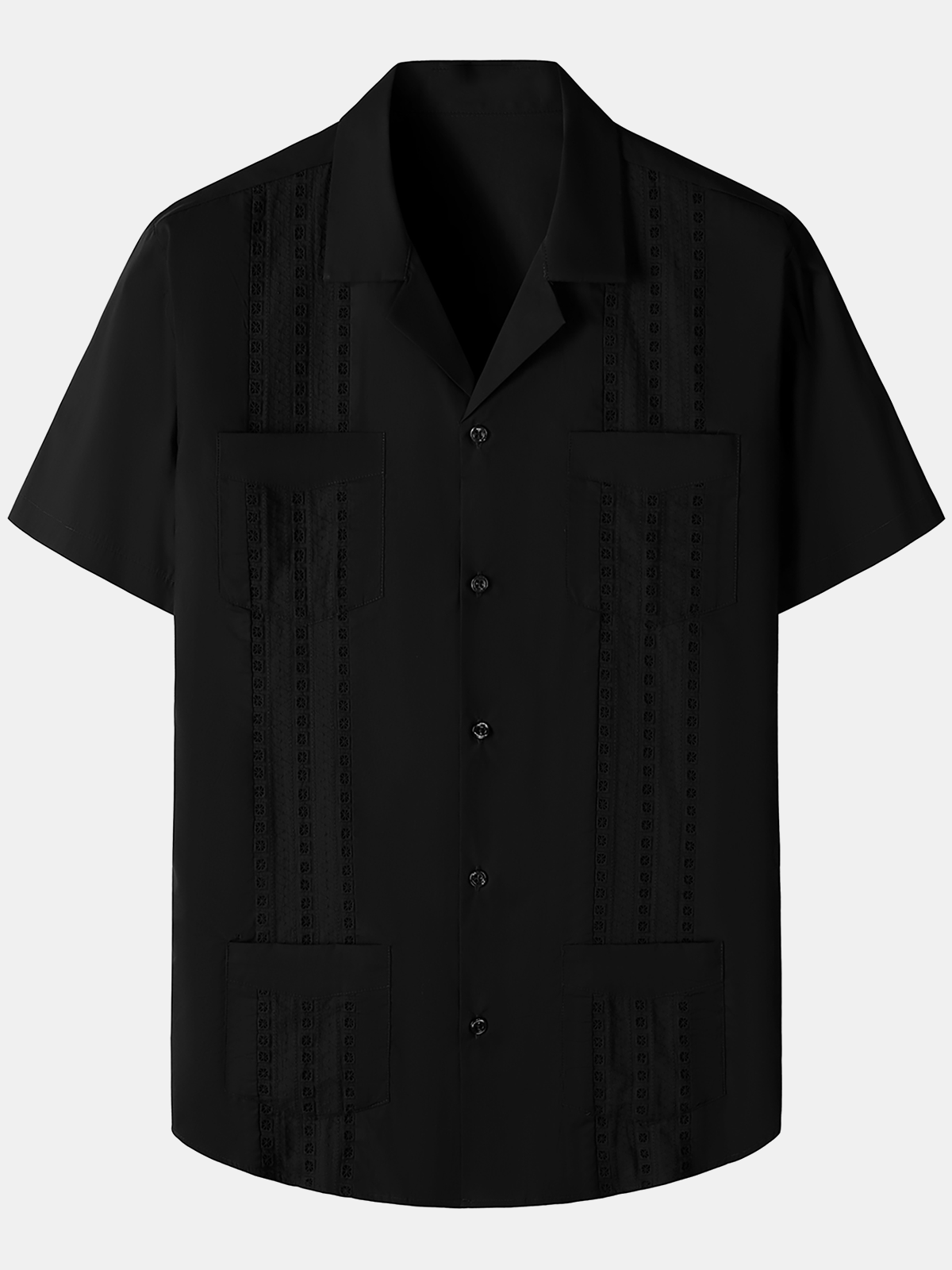 Men's Guayabera Cuban Short Sleeve Casual Button Beach Shirt
