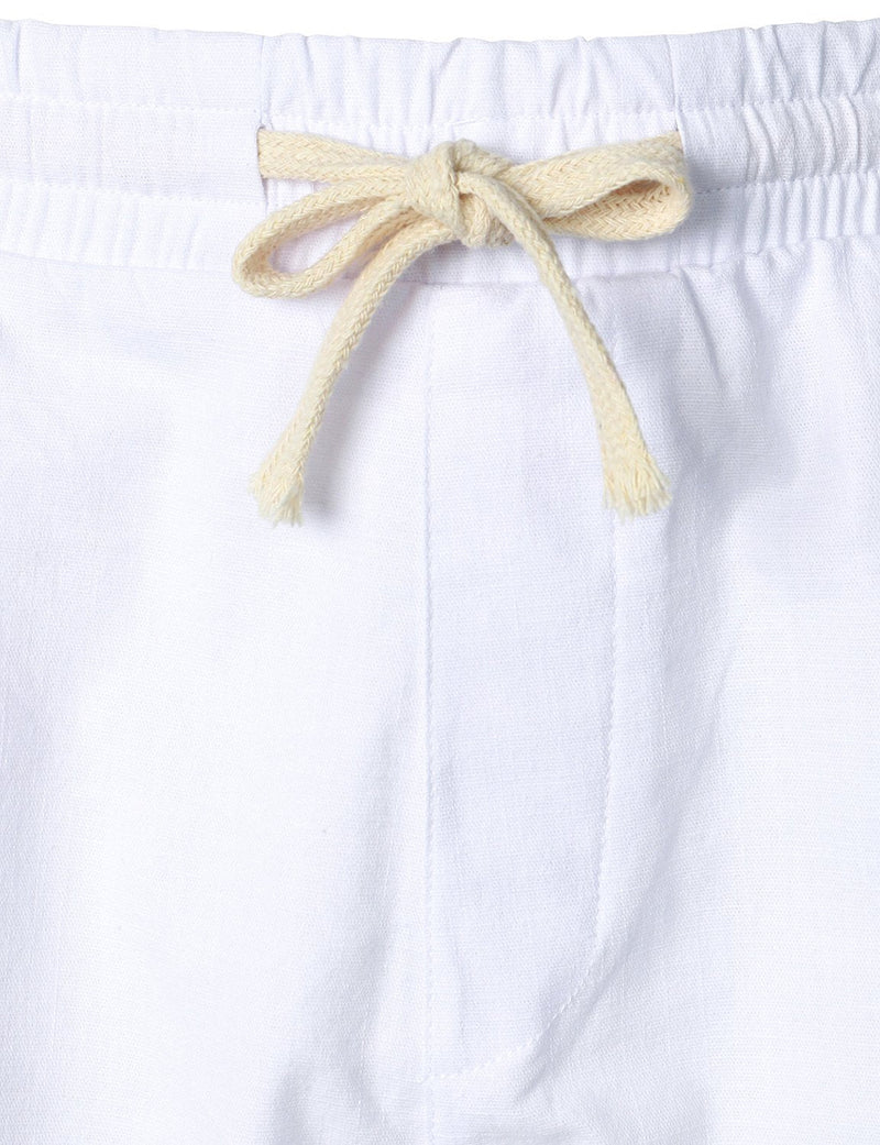 Bundle Of 2 | Men's Retro Beach Hawaiian Cotton Short Sleeve Floral Shirt & Linen Cotton Shorts