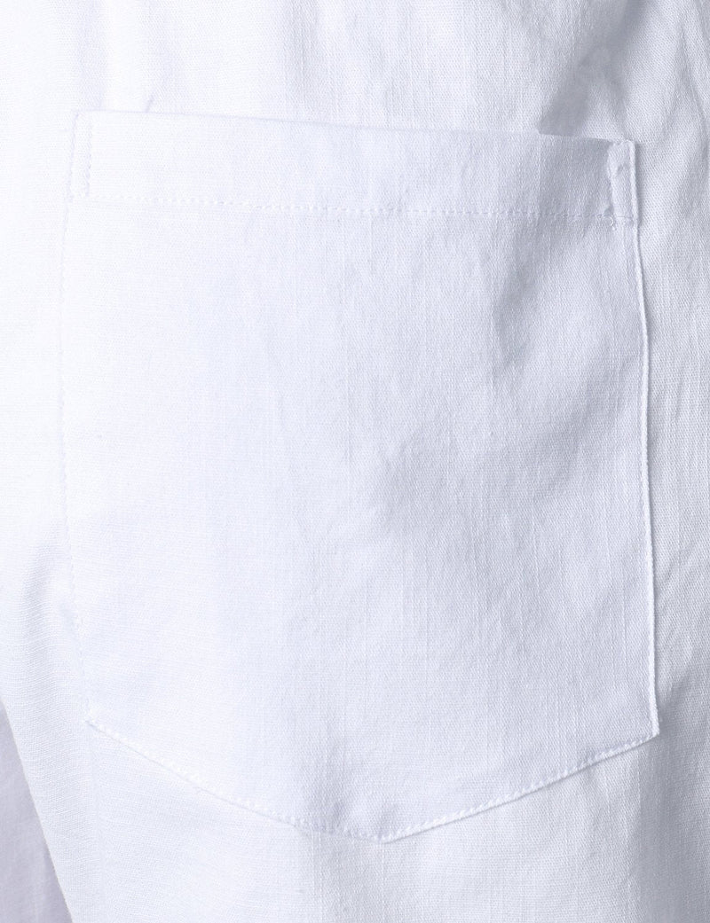 Bundle Of 2 | Men's Retro Beach Hawaiian Cotton Short Sleeve Floral Shirt & Linen Cotton Shorts