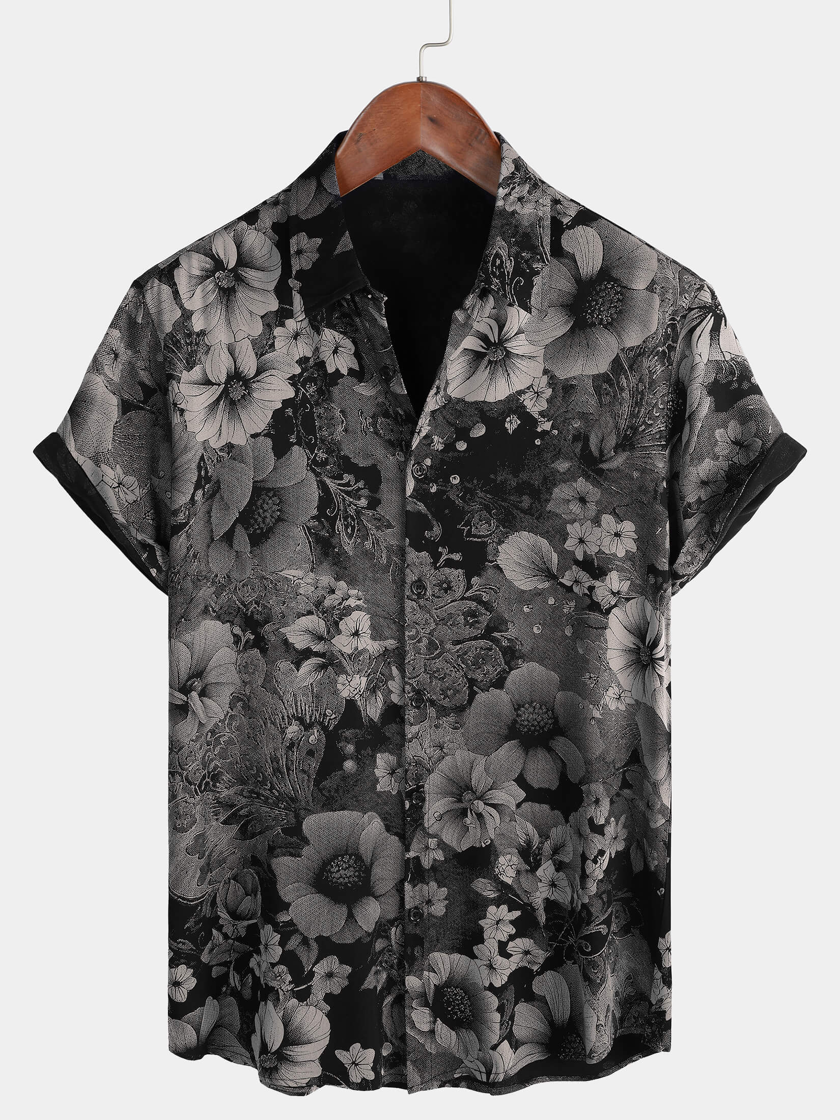 Men's Vintage Floral Summer Holiday Hawaiian Breathable Button Up Short Sleeve Shirt