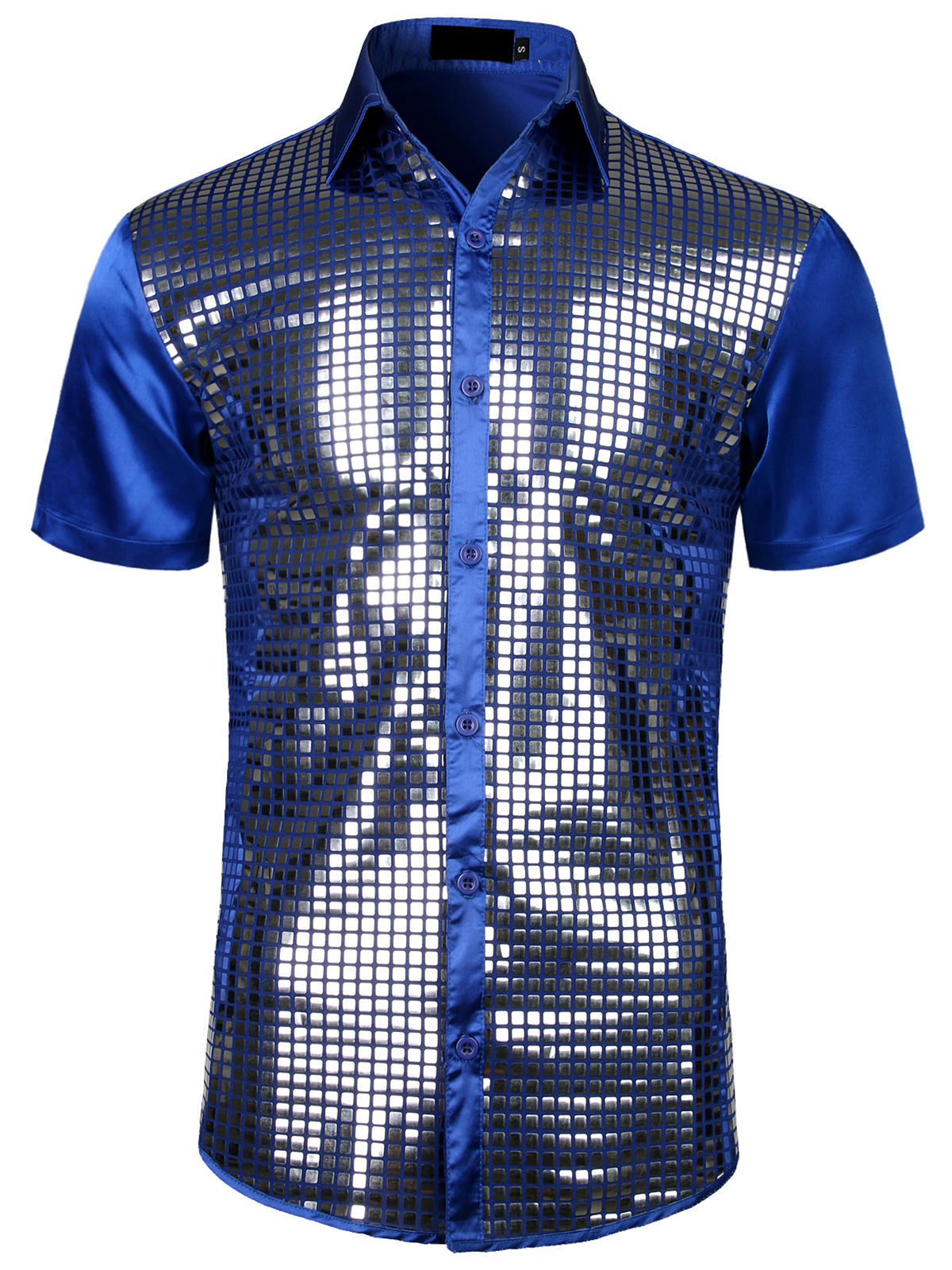 Men's Dress Shirt Sequins Button Down Shirts Disco Party Costume