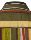 Men's Retro Army Green Vertical Striped Button Up Vacation Beach Short Sleeve Shirt