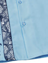 Men's Floral Print 50s Rockabilly Style Retro Bowling Summer Beach Light Blue Short Sleeve Shirt