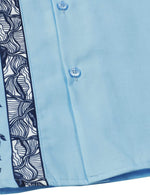 Men's Floral Print 50s Rockabilly Style Retro Bowling Summer Beach Light Blue Short Sleeve Shirt