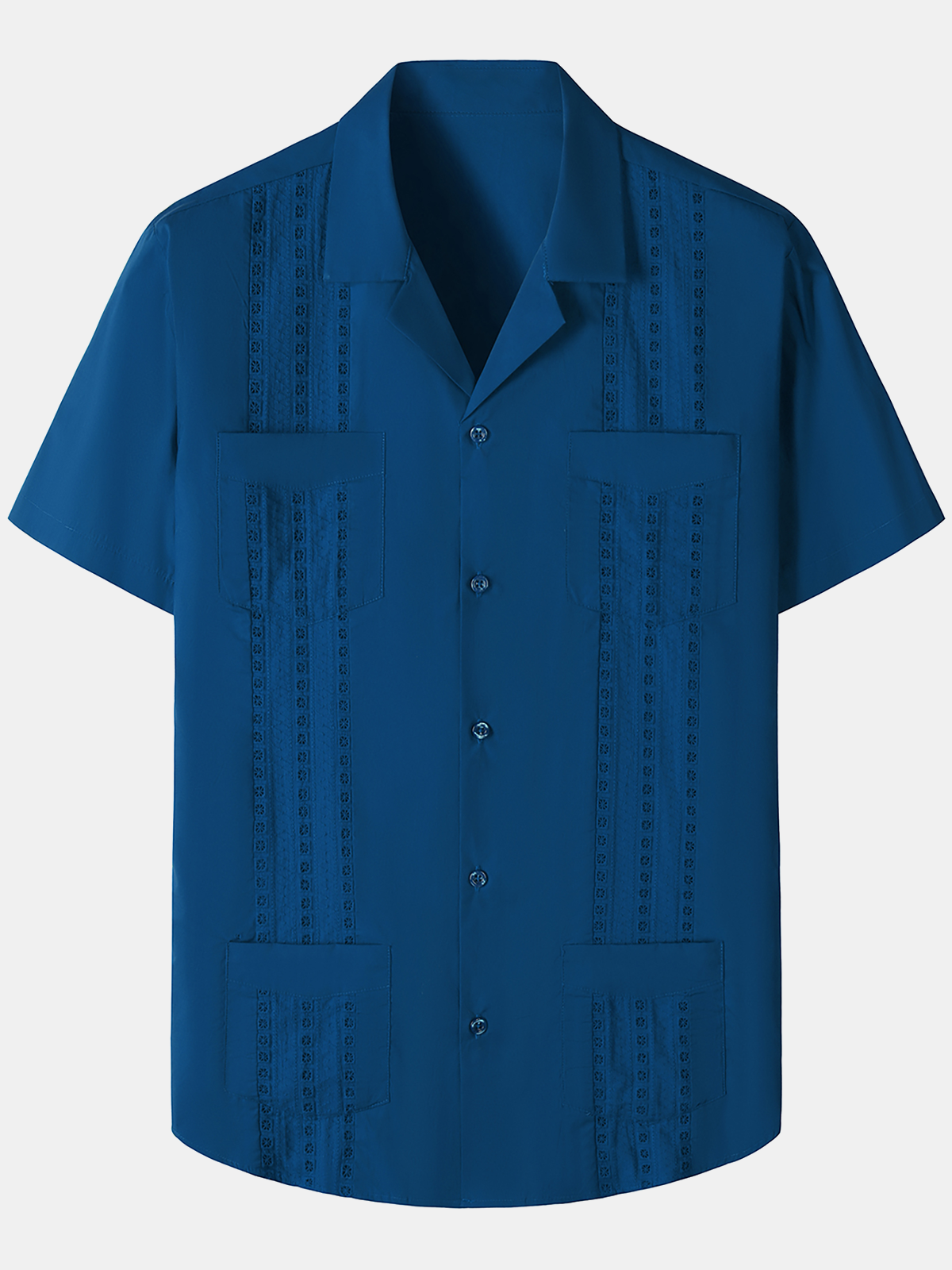 Men's Guayabera Cuban Short Sleeve Casual Button Beach Shirt