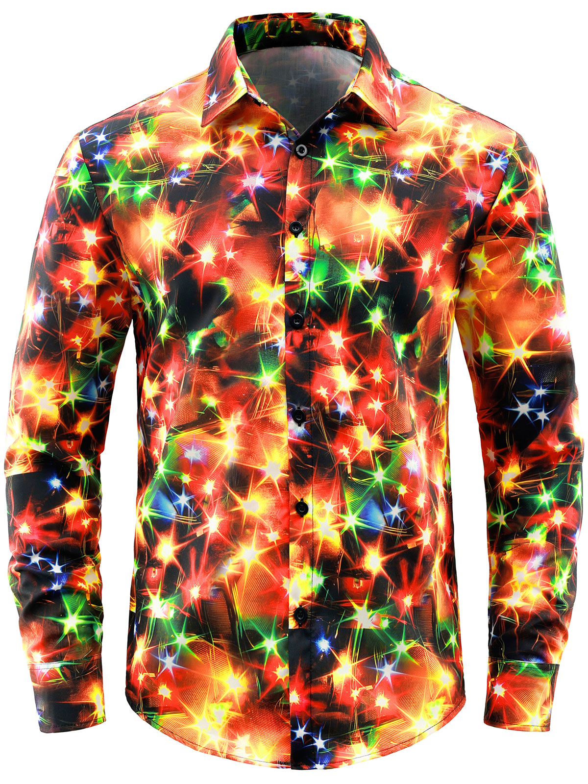 Men's Christmas New Year Party Holiday Button Down Long Sleeve Shirt