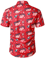 Men's 4th of July Print American USA Patriotic Button Up Red Short Sleeve Shirt