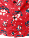 Men's 4th of July Print American USA Patriotic Button Up Red Short Sleeve Shirt