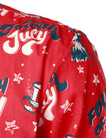 Men's 4th of July Print American USA Patriotic Button Up Red Short Sleeve Shirt