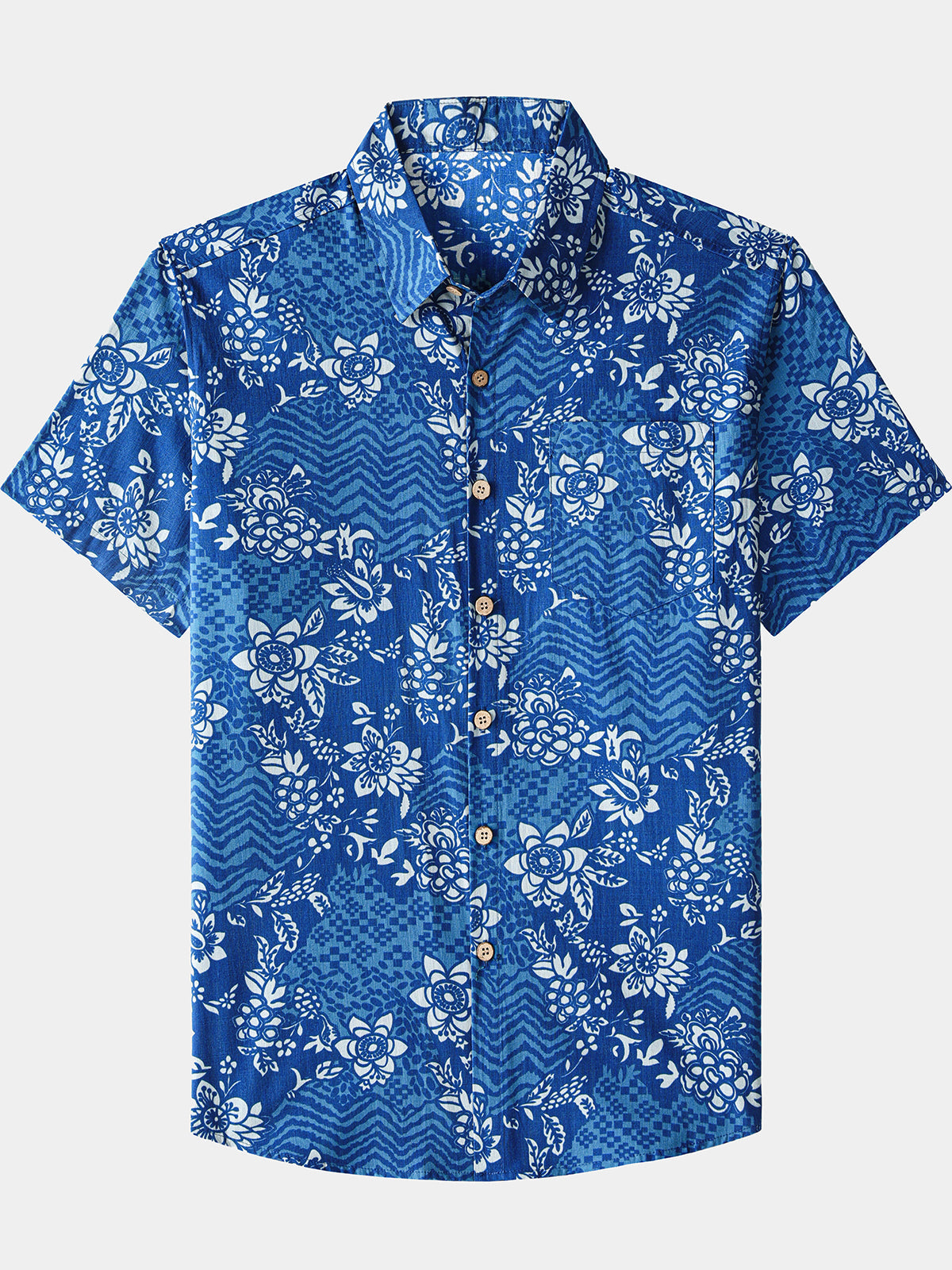 Men’s Beach Party Retro Tropical Floral Cotton Short Sleeve Shirt