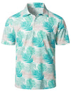 Men's Floral Tropical Print Cotton Summer Short Sleeve Sports Golf Polo Shirt