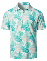 Men's Floral Tropical Print Cotton Summer Short Sleeve Sports Golf Polo Shirt