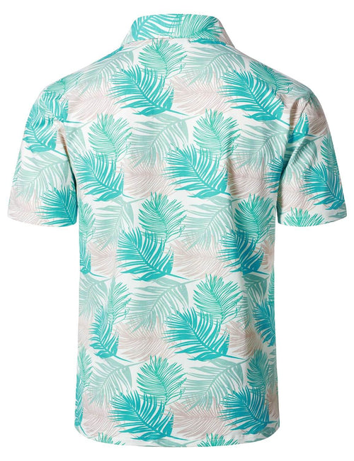 Men's Floral Tropical Print Cotton Summer Short Sleeve Sports Golf Polo Shirt